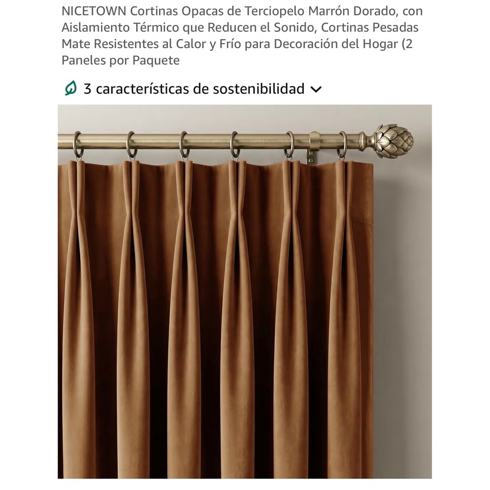 NICETOWN Golden Brown Velvet Blackout Curtains 2 Panels 40x108 Pinch
